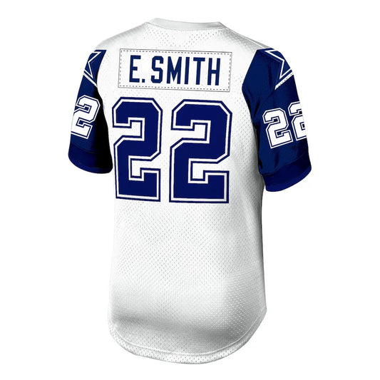 D.Cowboys #22 Emmitt Smith Mitchell & Ness White Authentic Throwback Retired Player Jersey
