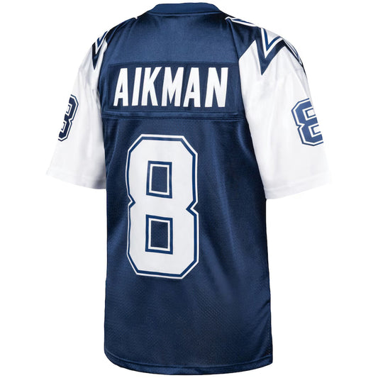 D.Cowboys #8 Troy Aikman 1995 Mitchell & Ness Navy Authentic Throwback Retired Player Jersey