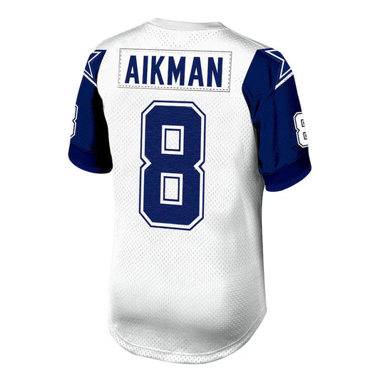 D.Cowboys #8 Troy Aikman 1994 Mitchell & Ness White Authentic Throwback Retired Player Jersey