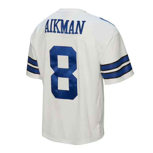 D.Cowboys #8 Troy Aikman Mitchell & Ness White Legacy Replica Jersey