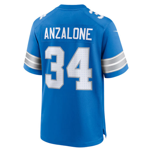 D.Lions #34 Alex Anzalone Blue Game Jersey Stitched American Football Jerseys