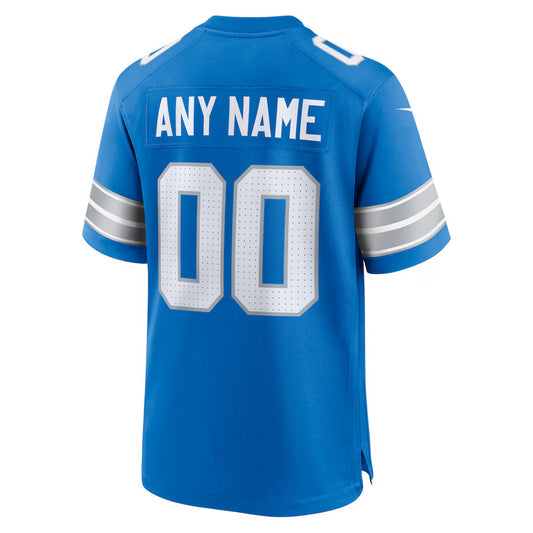 Custom D.Lions Blue Game Jersey Stitched American Football Jerseys