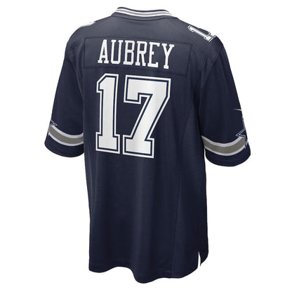 D.Cowboys #17 Brandon Aubrey Navy Game Jersey Stitched American Football Jerseys