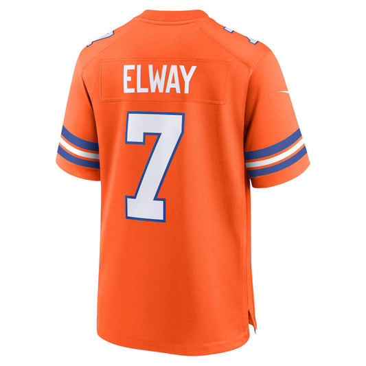 D.Broncos #7 John Elway Orange Mile High Collection 1977 Throwback Retired Player Game Jersey
