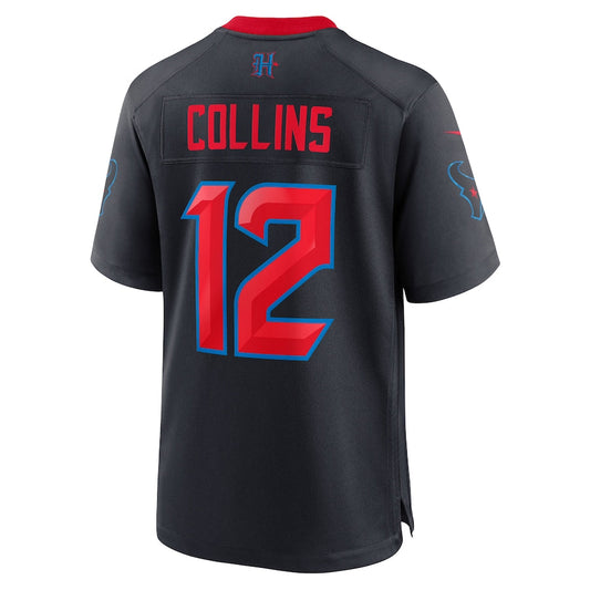 H.Texans #12 Nico Collins Navy Game Jersey Stitched American Football Jerseys