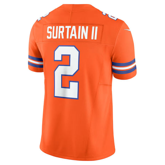 D.Broncos #2 Patrick Surtain II Orange Vapor F.U.S.E. Limited Jersey Stitched American Football Jerseys