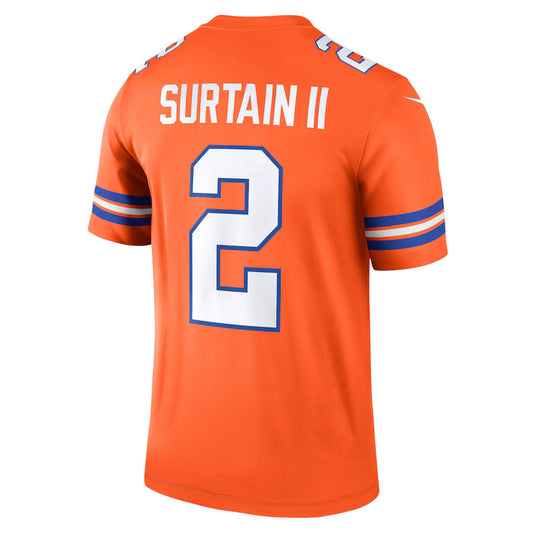 D.Broncos #2 Patrick Surtain II Orange Legend Player Performance Top Stitched American Football Jerseys