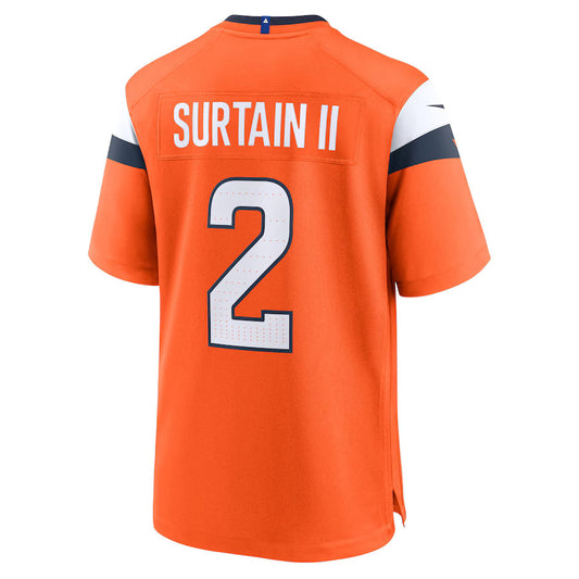 D.Broncos #2 Patrick Surtain II Orange Game Jersey Stitched American Football Jerseys